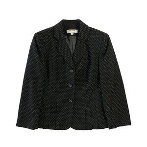 Suit Studio Womens Size 10 Black 3 Button Pleated Blazer Jacket